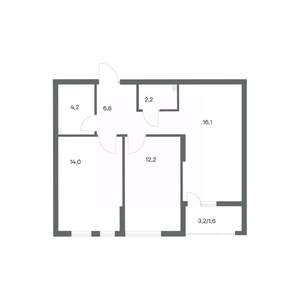 2-к квартира, строящийся дом, 57м2, 9/18 этаж