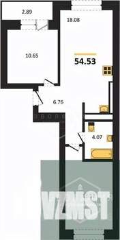 2-к квартира, вторичка, 55м2, 1/9 этаж