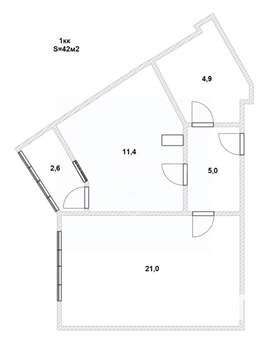 1-к квартира, вторичка, 42м2, 5/14 этаж