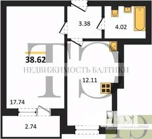 1-к квартира, вторичка, 40м2, 8/9 этаж