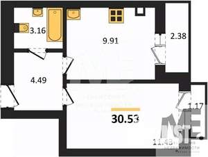 1-к квартира, вторичка, 31м2, 9/9 этаж