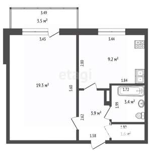 1-к квартира, вторичка, 41м2, 5/5 этаж