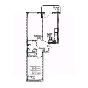 2-к квартира, строящийся дом, 57м2, 4/9 этаж
