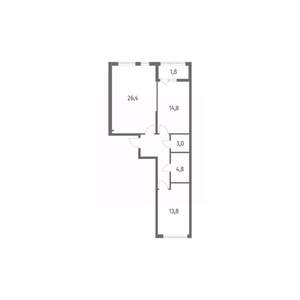 2-к квартира, вторичка, 74м2, 3/8 этаж