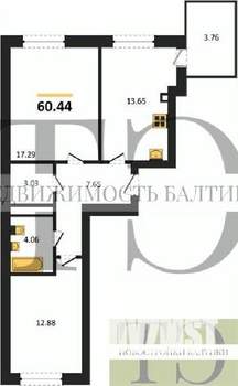 2-к квартира, вторичка, 60м2, 8/9 этаж