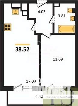 1-к квартира, вторичка, 39м2, 5/9 этаж