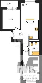 2-к квартира, вторичка, 56м2, 5/9 этаж