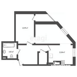 2-к квартира, вторичка, 63м2, 9/12 этаж