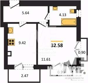 1-к квартира, вторичка, 33м2, 5/9 этаж