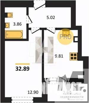 1-к квартира, вторичка, 33м2, 5/9 этаж